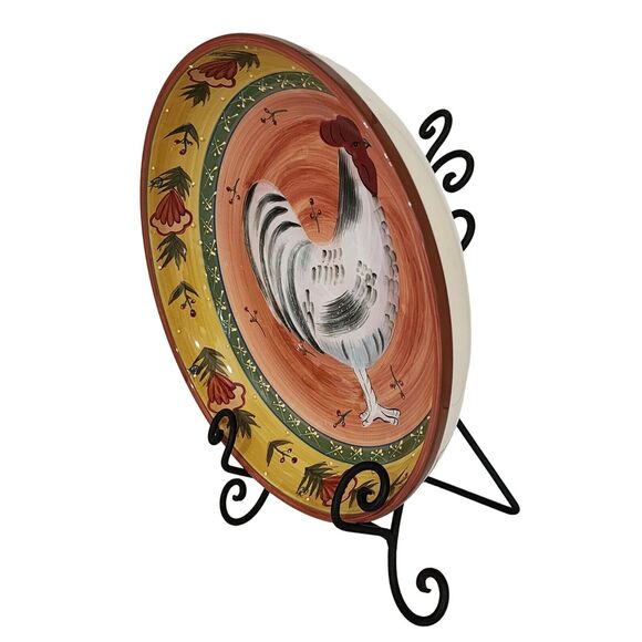 Jay Import Co‎ Farmhouse Hand Painted Rooster Ceramic Serving Bowl Multi 12.5in - Picture 10 of 16